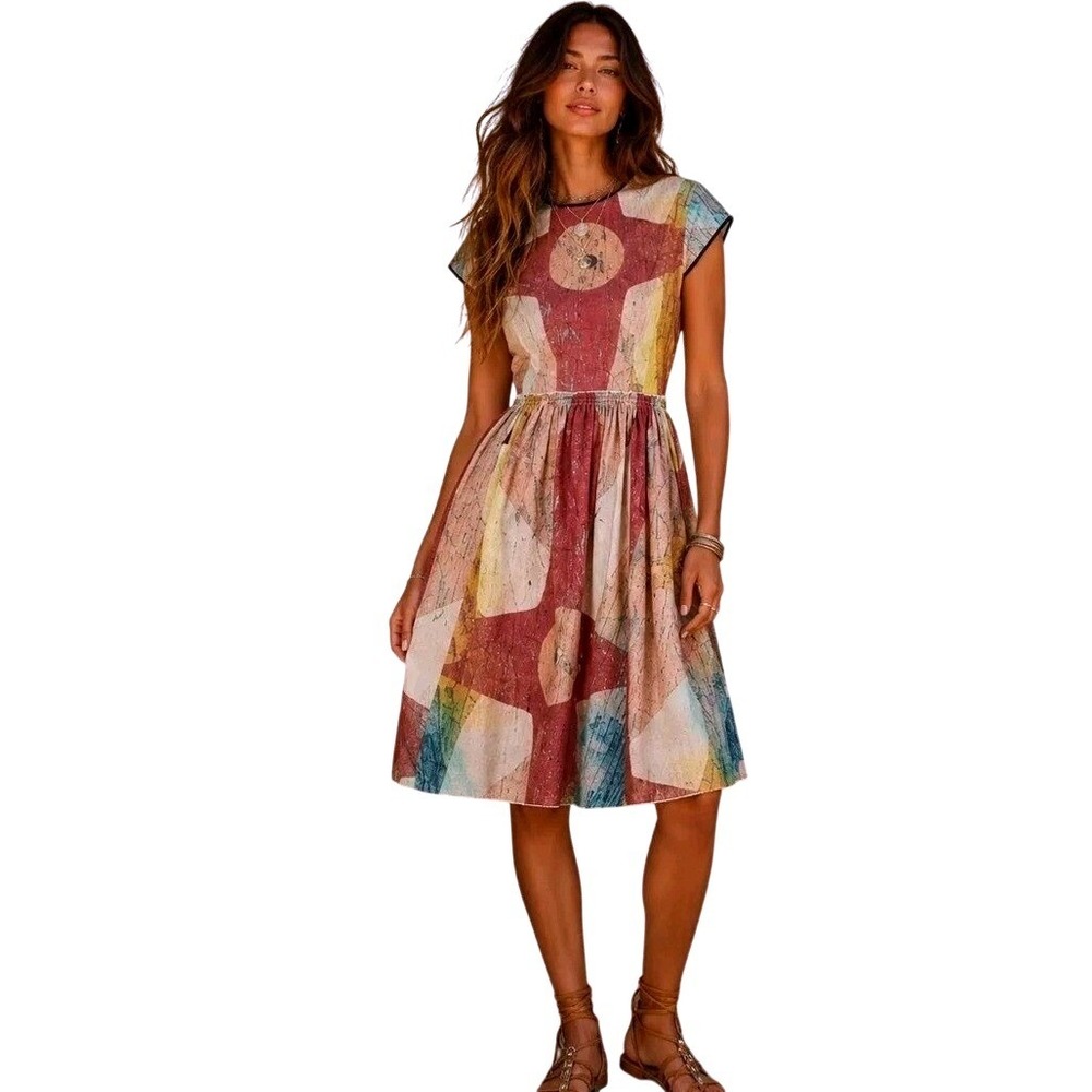 Making The Cut Women XXL Abstract Print Fit and Flare Dress Multicolor NWT
